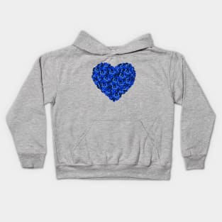 Blue Rose Flower Heart Kids Hoodie